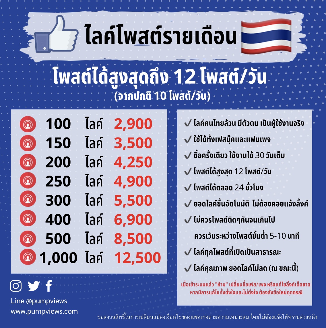 ออโต้ไลค์ Facebook รายเดือน ไทยล้วน