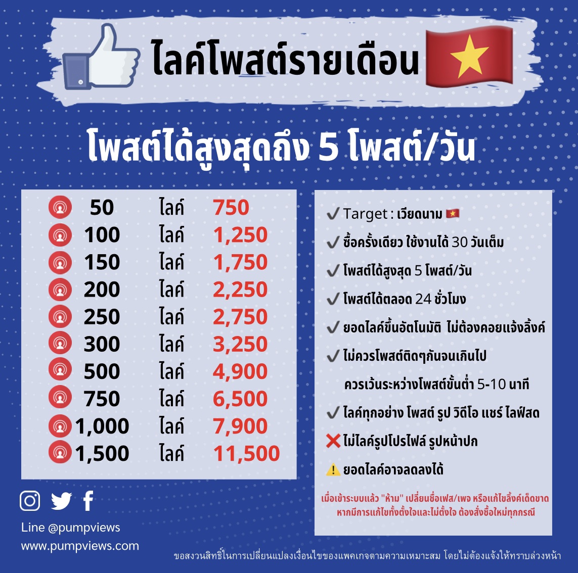 ออโต้ไลค์ Facebook รายเดือน เวียดนาม